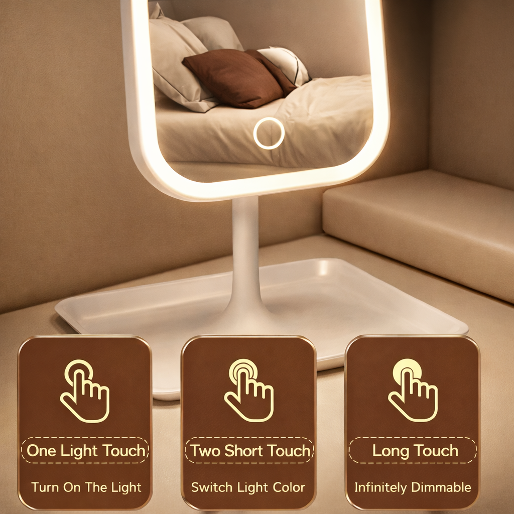 Radiant Studio™ | Portable Lighted Makeup Mirror | Smart Dimmable Travel Vanity Mirror