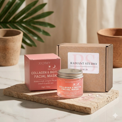 Radiant Studio™ | Collagen & Biotin Day & Night Facial Mask | Hydrating & Revitalizing Treatment